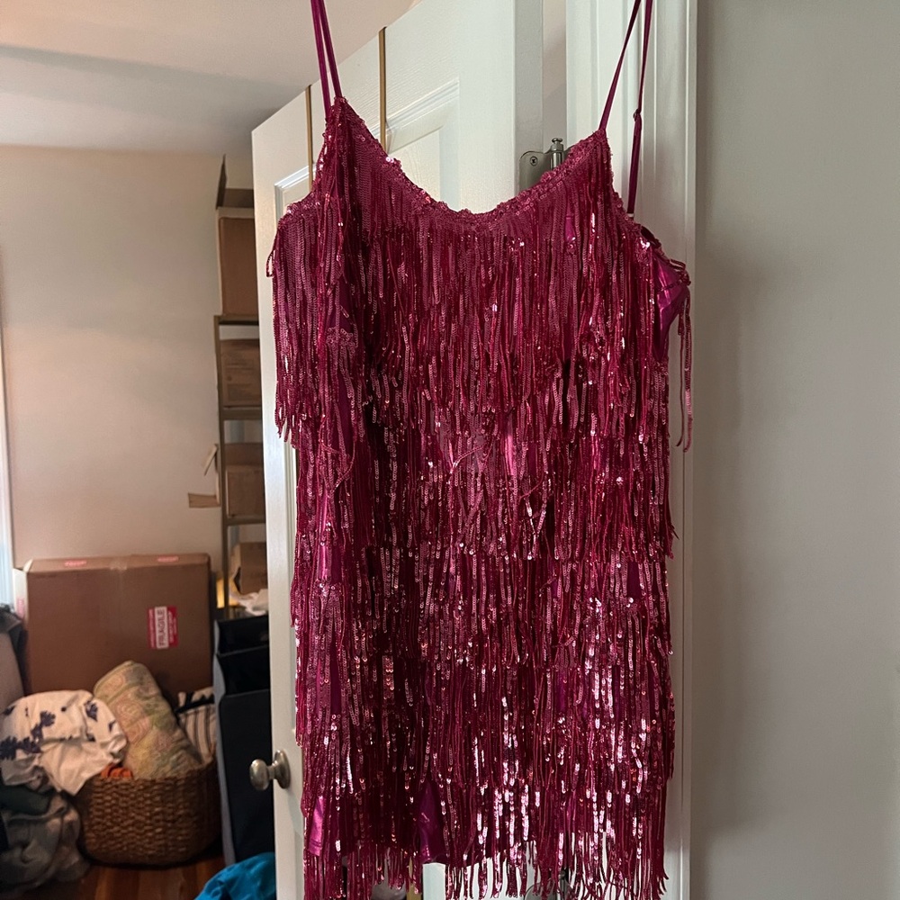 12th Tribe Pink Fringe Jumpsuit